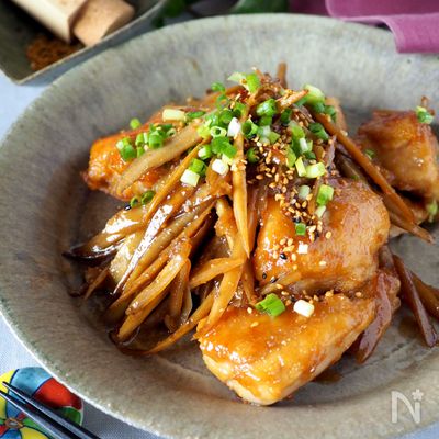 【ご飯がススム】タレが美味しい鶏むね肉とごぼうの甘辛炒め