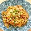 りぃママの作ってみた!投稿(ちょっ早激旨＊肉なしでも大満足♡コク旨キムチ焼きうどん)
