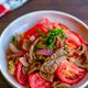 茹で牛こまとトマトのさっぱりマリネ