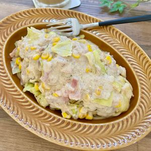 のりのり🐾🎀🤍の作ってみた!投稿(めちゃ旨！！『キャベツとベーコンのツナクリームパスタ』)