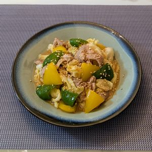 𝔂𝓾𝓶𝓲🍓の作ってみた!投稿(豚肉とピーマンとパプリカの回鍋肉風炒め)