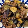 とーるじーじの作ってみた!投稿(なすと牛こまのごま味噌炒め【なすはレンジで加熱】)