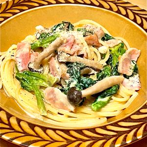 michuの作ってみた!投稿(ほうれん草とベーコンのクリームパスタ)