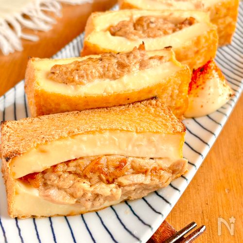 最強コンビ!厚揚げのツナマヨ包み焼き【おつまみにもピッタリ】