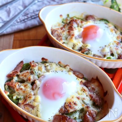 野菜とウインナーのやみつきチーズエッグ