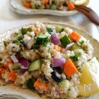 玄米とキューブ野菜のヘルシー主食サラダ