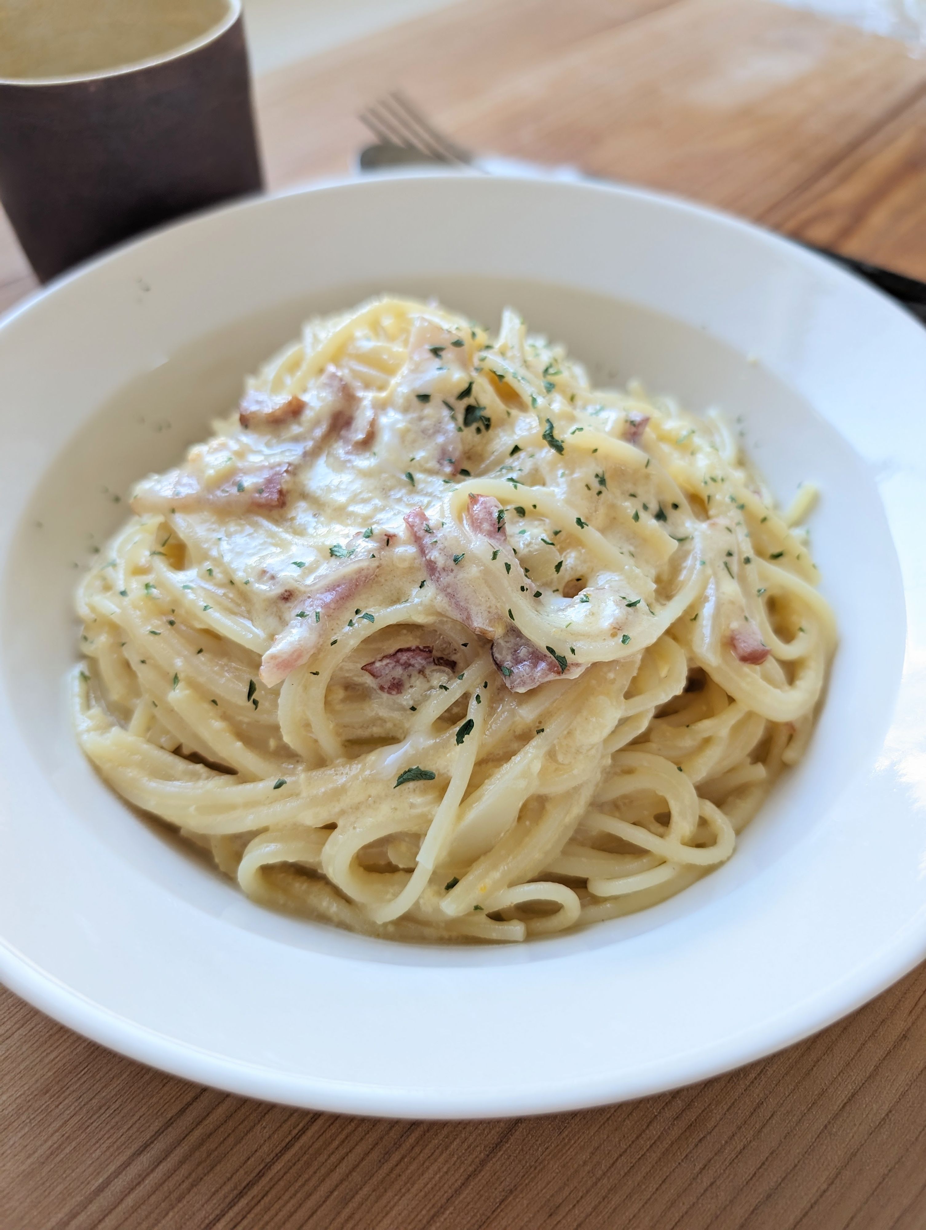 フライパン1つ♡ワンパン濃厚カルボナーラ♡カロリーOFF減塩 | レシピ