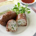 行楽に！クレソン入り肉巻きおにぎり