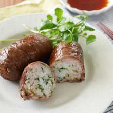 行楽に!クレソン入り肉巻きおにぎり