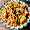レンジで8分重ねてチン！包丁・まな板不要♪【厚揚げ豚キムチ】