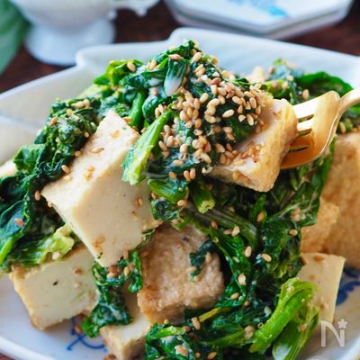 【厚揚げとほうれん草のごまマヨ】レンジで3分簡単！