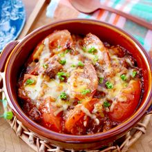 ＼さんま缶でうま味たっぷり／さんまとトマトのチーズ焼き