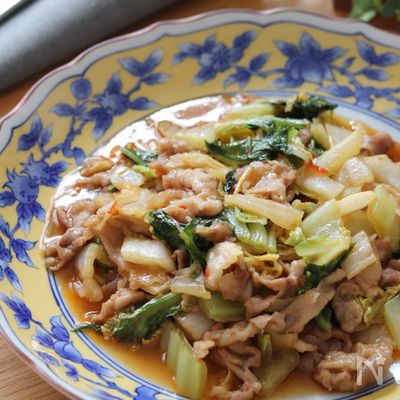 お手軽食材で簡単中華♡白菜と豚こまのピリ辛醤油とろみ煮