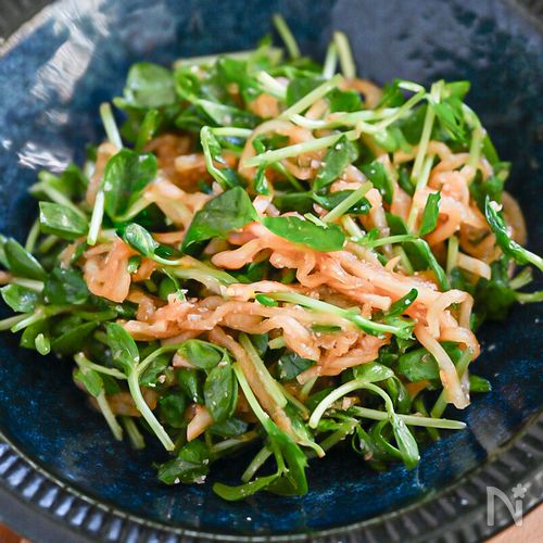 切って和えるだけ！大根と豆苗のしょうゆサラダ