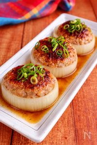 夫が絶賛！！【新玉ねぎの肉詰め】すき焼きのたれでパパッと♪