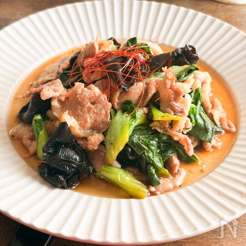 『簡単1人分♪』市販のタレ不使用！豚肉とチンゲン菜の炒め物
