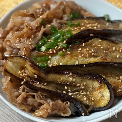 【焼肉風♡】茄子と豚バラのスタミナ丼