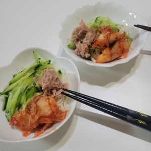 1バーバミーの作ってみた!投稿(【暑い日さっぱり】ツナキム混ぜそうめん)
