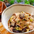 【らくレピ】レンジで出来ちゃう！＊なすと豚肉の甘酢ねぎだれ＊