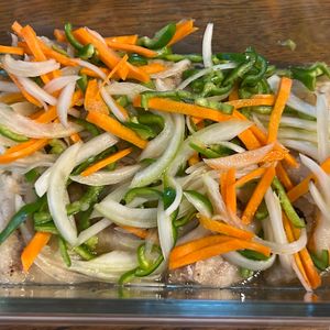 エステルの作ってみた!投稿(【あじの南蛮漬け】シャキッと野菜にサクふわ鯵♡揚げ焼きで◎)