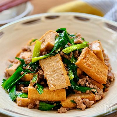 節約&ボリューム満点!【厚揚げとひき肉の中華炒め】