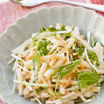 水菜と大根の味噌マヨツナサラダ