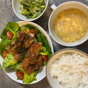 ももさんの作ってみた!投稿(《食べ過ぎ注意!!》絶品!!ご飯がすすむ油淋鶏（揚げない）)