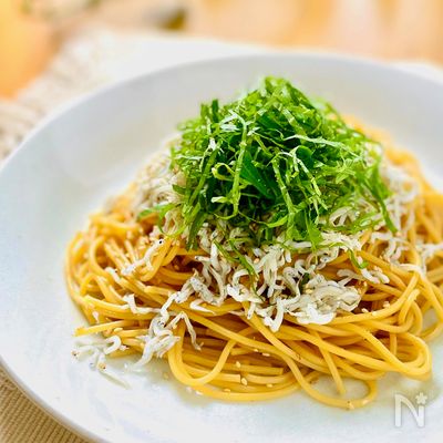 醤油香る【しらすと青ジソの和風パスタ】簡単和えるだけレシピ♪