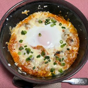 ゆっこの作ってみた!投稿(レンジで一発！オートミールのキム玉チーズごはん)