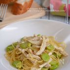 そら豆と鶏ムネ肉のペペロンチーノペッパー風味