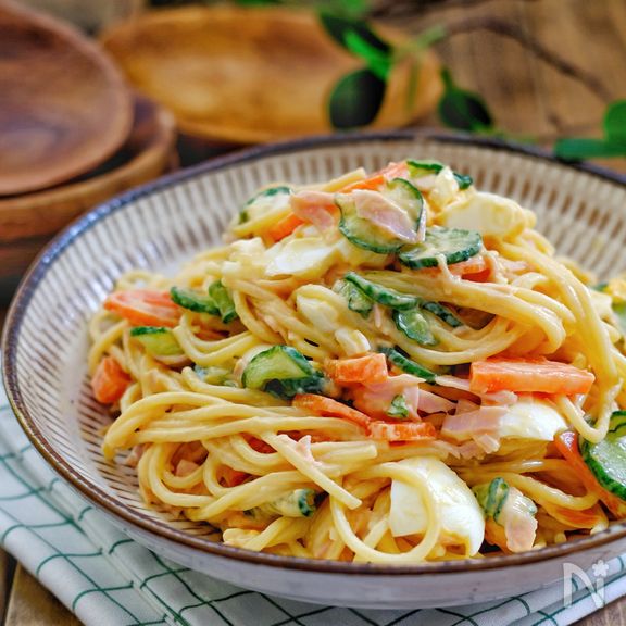 時間が経っても美味しい！我が家のスパサラ＊