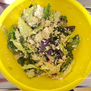 青リンゴの作ってみた!投稿(【レタスと豆腐のチョレギサラダ】包丁不要！)
