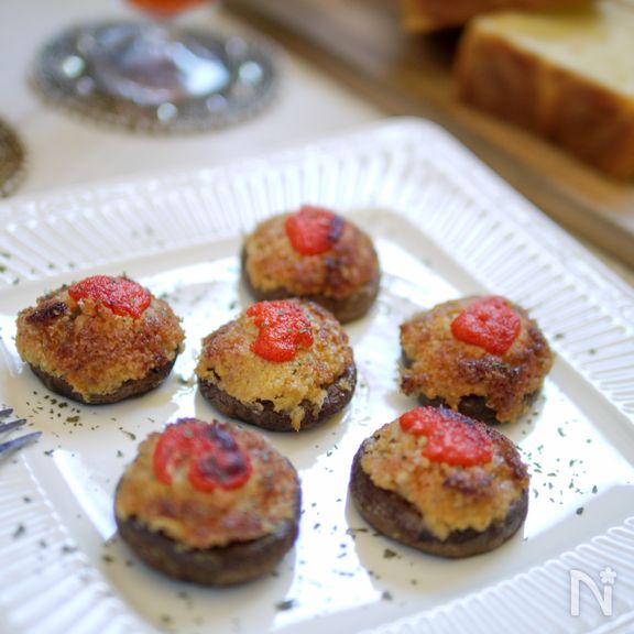 簡単！うちバルレシピしいたけのめんまよピンチョス