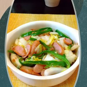 チョロリスの作ってみた!投稿(白菜の食べ方1位✨白菜とウインナーの生姜おかかポン酢炒め🤤)