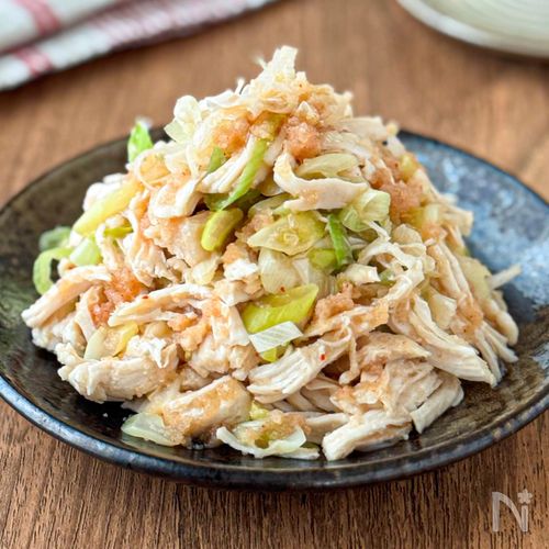 【明太ねぎささみ】レンチンして混ぜるだけ◎やみつきな味♪