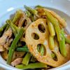 まゆのの作ってみた!投稿(スタミナ満点♡豚肉とにんにくの芽のオイスター甘酢炒め)