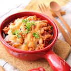 栄養満点！大豆入りミート茄子のチーズ焼き
