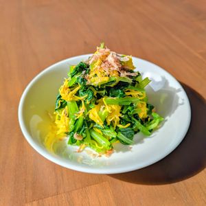 るるる♪の作ってみた!投稿(秋のおもてなし☆菊花どほうれん草のお浸し)