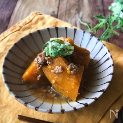 王道煮物♡かぼちゃのそぼろ煮