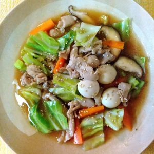 チョロリスの作ってみた!投稿(【豚こまキャベツの中華丼】キャベツがシャキッとおいしい♪)