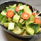 レンジで加熱♪チンゲン菜とトマトのイタリアンサラダ