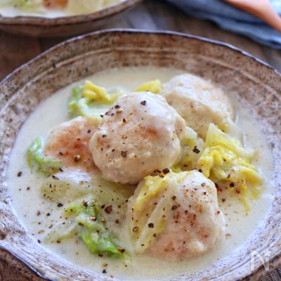 ［小判つくねと白菜のクリーム煮］圧巻のボリューム！簡単経済的