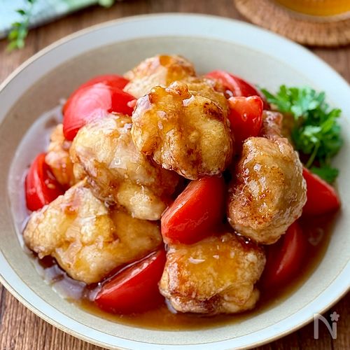 やわらかジューシー♩鶏肉とトマトの甘酢あん