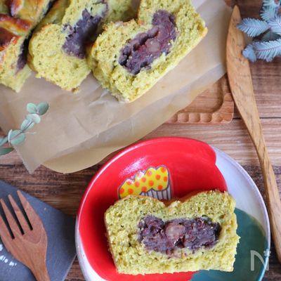 簡単!材料4つ!あんこ入り抹茶パウンドケーキ