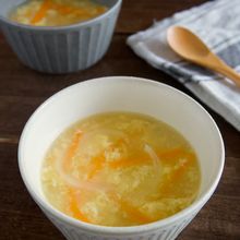 ふんわり【にんじんと玉ねぎの中華風かきたまスープ】