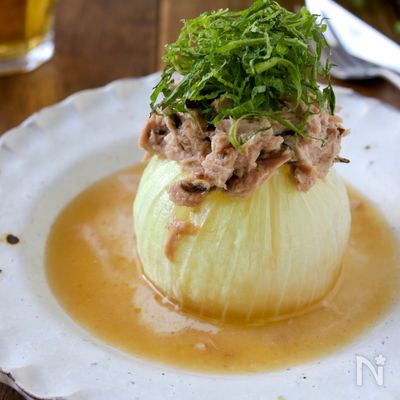 【丸ごと新玉ねぎのツナマヨのせ】レンジで簡単!