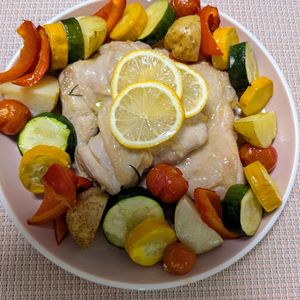 ゆきちんの作ってみた!投稿(漬けて焼くだけ簡単！鶏肉と夏野菜のレモンガーリックグリル)