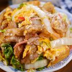 行列の定食屋さんの⭐豚バラ白菜と紅生姜の旨塩チャンプルー🤩