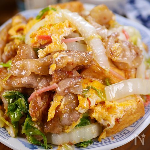 行列の定食屋さんの⭐豚バラ白菜と紅生姜の旨塩チャンプルー🤩