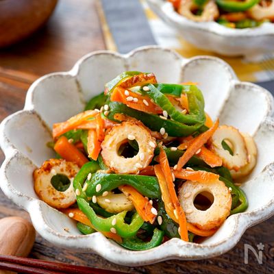 パパっと簡単副菜♪お弁当にも【ちくわとピーマンの甘辛バター】